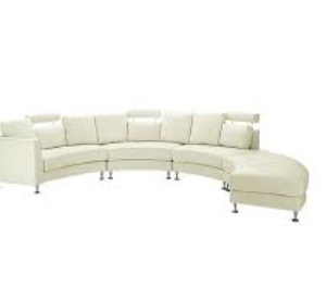 C-Curved White Leather Lounge
