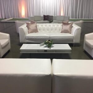 Tufted White Leather Sofa